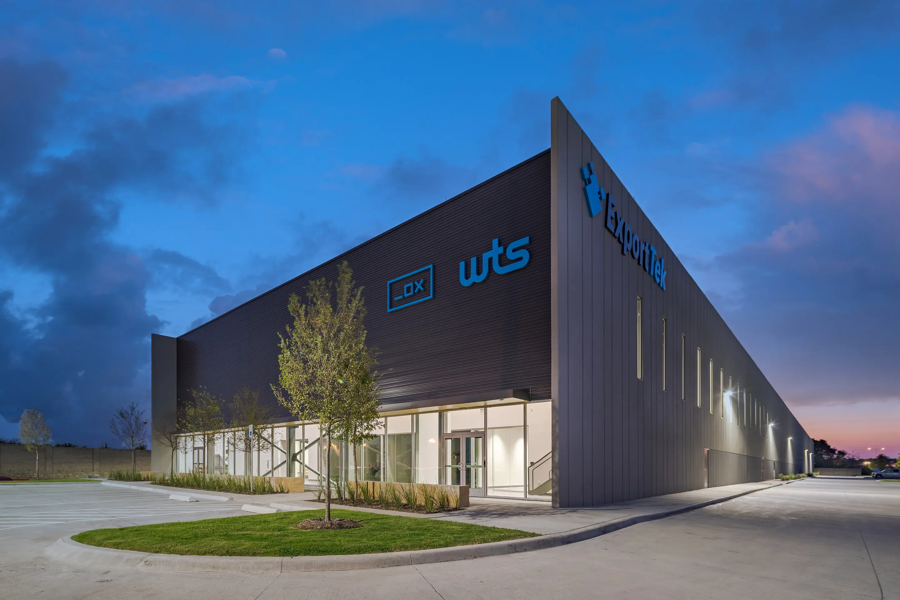 The WesternTechSystems facility corner at night