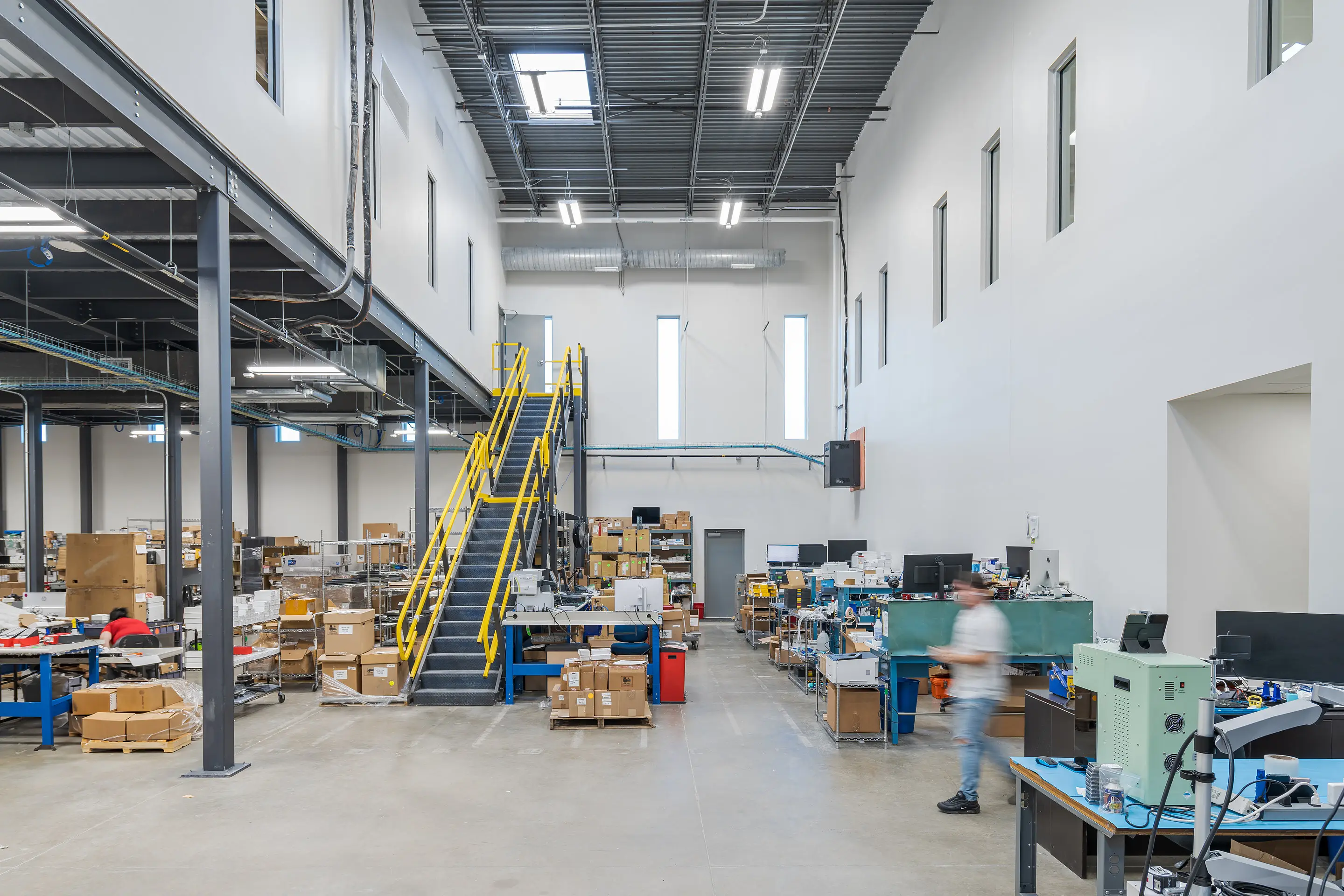 Processing floor at the WesternTechSystems facility viewed from the mezzanine